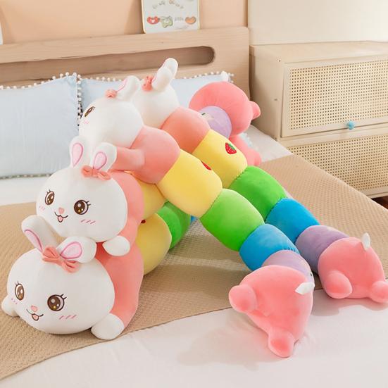 Rainbow Long Bunny Plush Pillow Large Body Pillow for Cuddling And Support Soft Stuffed Animal for Girls And Kids Gift