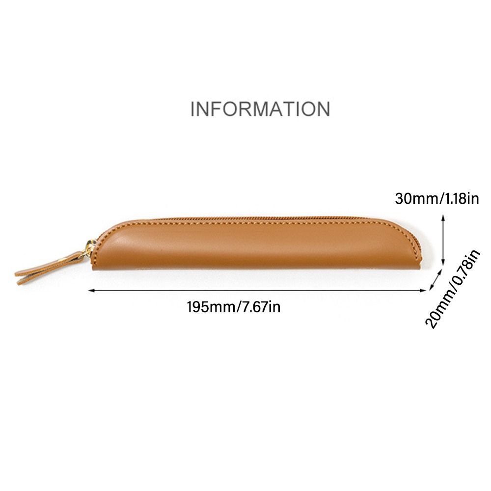 PU Leather Pen Bag Solid Color Stationery Storage Bag Portable Pen Protective Bag Business