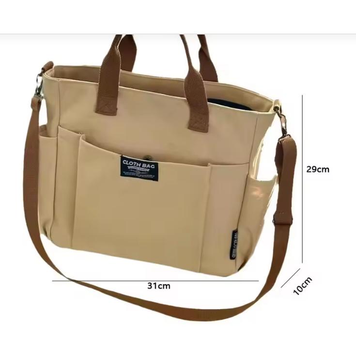 Urban Minimalist Female Student Large Capacity Commuting Horizontal Canvas Single Shoulder Diagonal Cross Portable Tote Bag