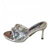 PVC Transparent Women Slippers Sandals Fashion Round Open Toe Diamond Rivets Designer High Heels Mules Slides Shoes Silver