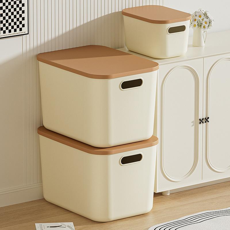 Desktop sundries storage box with lid Plastic snacks Clothing sorting box Toy storage basket Cosmetics storage box