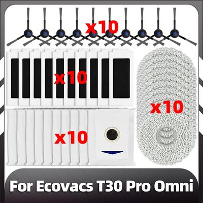Kompatibel für Ecovacs T30 Pro Omni Roboter Ersatz Seitenbürste HEPA Filter Mopp Pad Staubbeutel Ersatzteile Zubehör