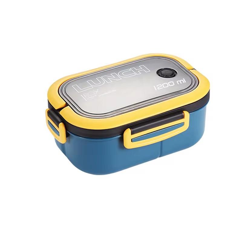 

Kitchen Supplies: Single-layer, Double-layer Portable Fruit Food Box, Lunch Box with Fork Spoon and Spoon Preservation Box 2 синий