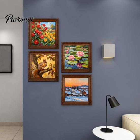 Easy Install Window Decor for Beginners 4Pcs Four Seasons Landscape Wall Sticker, Waterproof PVC Decorative Modern Scenery Decorations Office