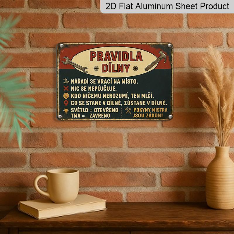 2D Flat 1pc Vintage Czech Slogan Metal Wall Art - Funny Construction Worker Quotes, Retro Garage Decor with Wrench Graphic - Heavy-Duty Aluminium