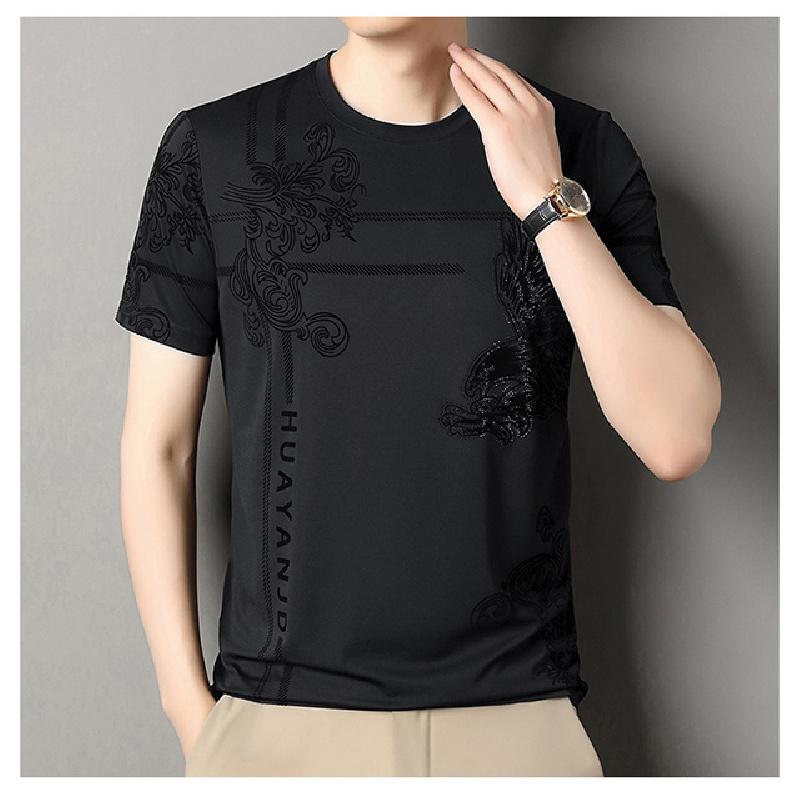 2026 Summer New Casual Short-Sleeve Men's Black Slim Fit T-Shirt