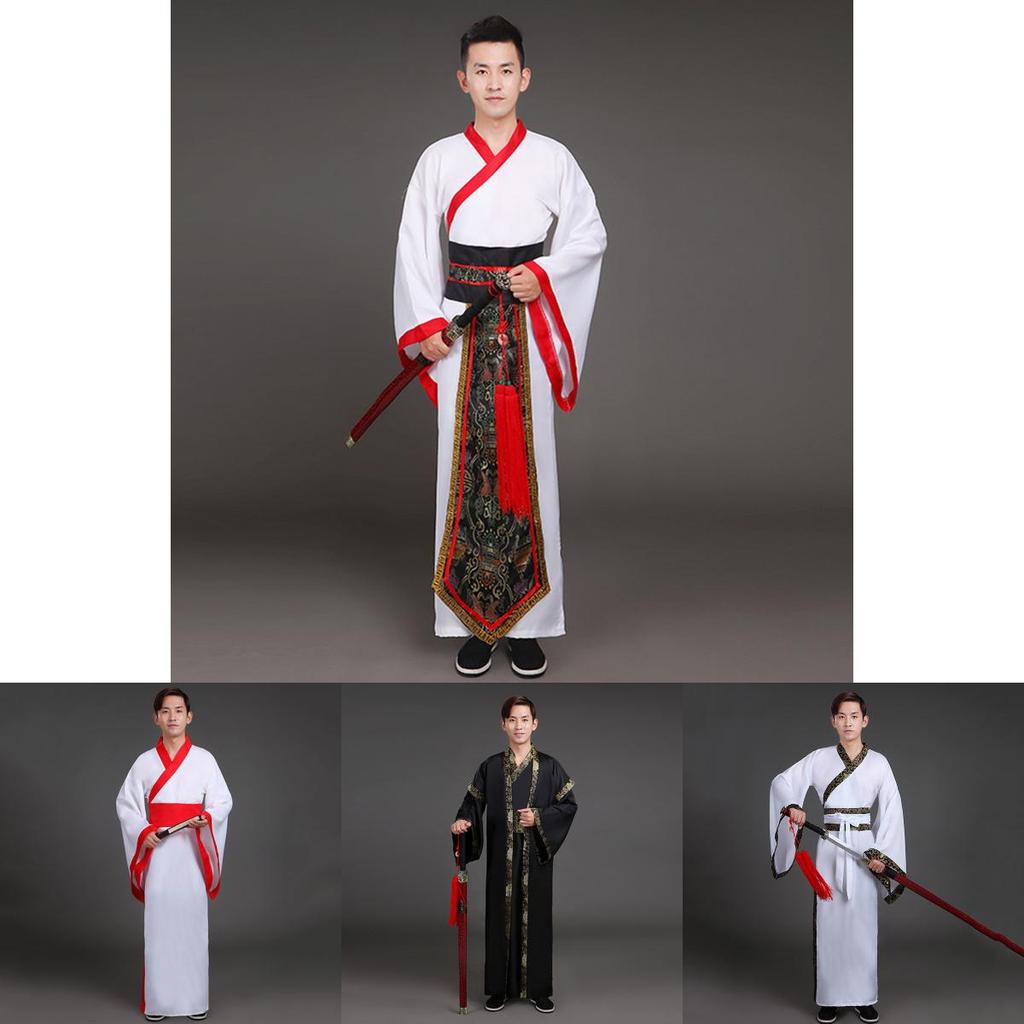 Breathtaking Black And White Tang Dynasty Hanfu Robe For Men Of All Sizes