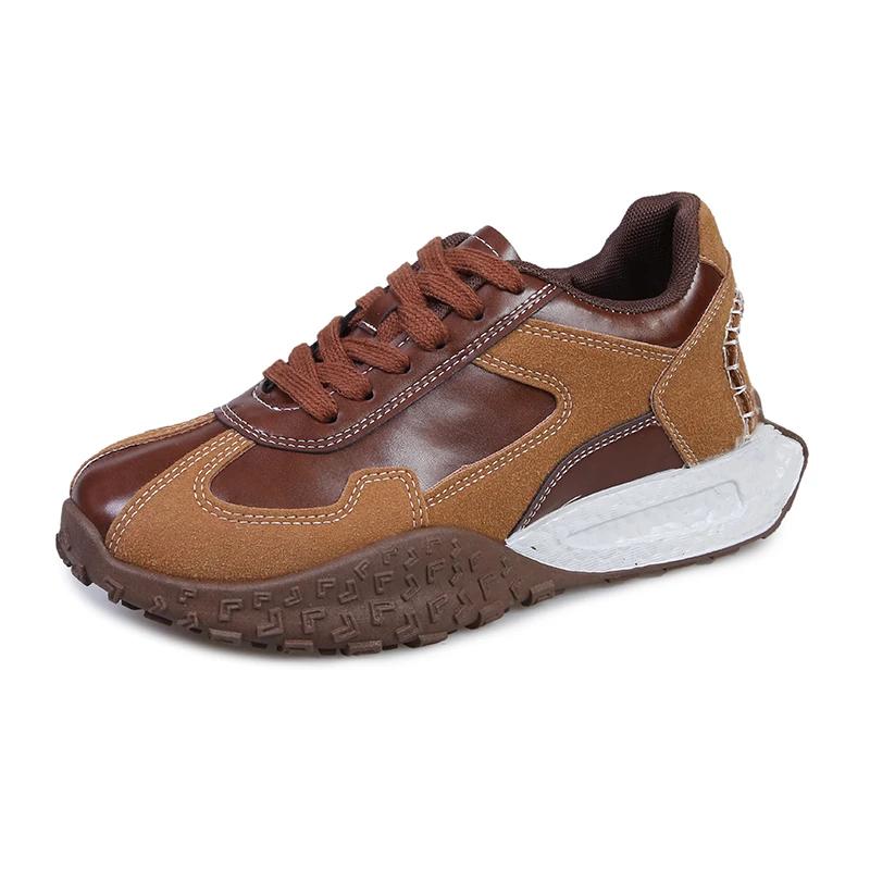 

Мода 2025 Женская обувь На шнуровке Женская вулканизированная обувь Платформа Женские кроссовки Круглый носок Смешанные цвета Уличная женская повседневная обувь 40 коричневый