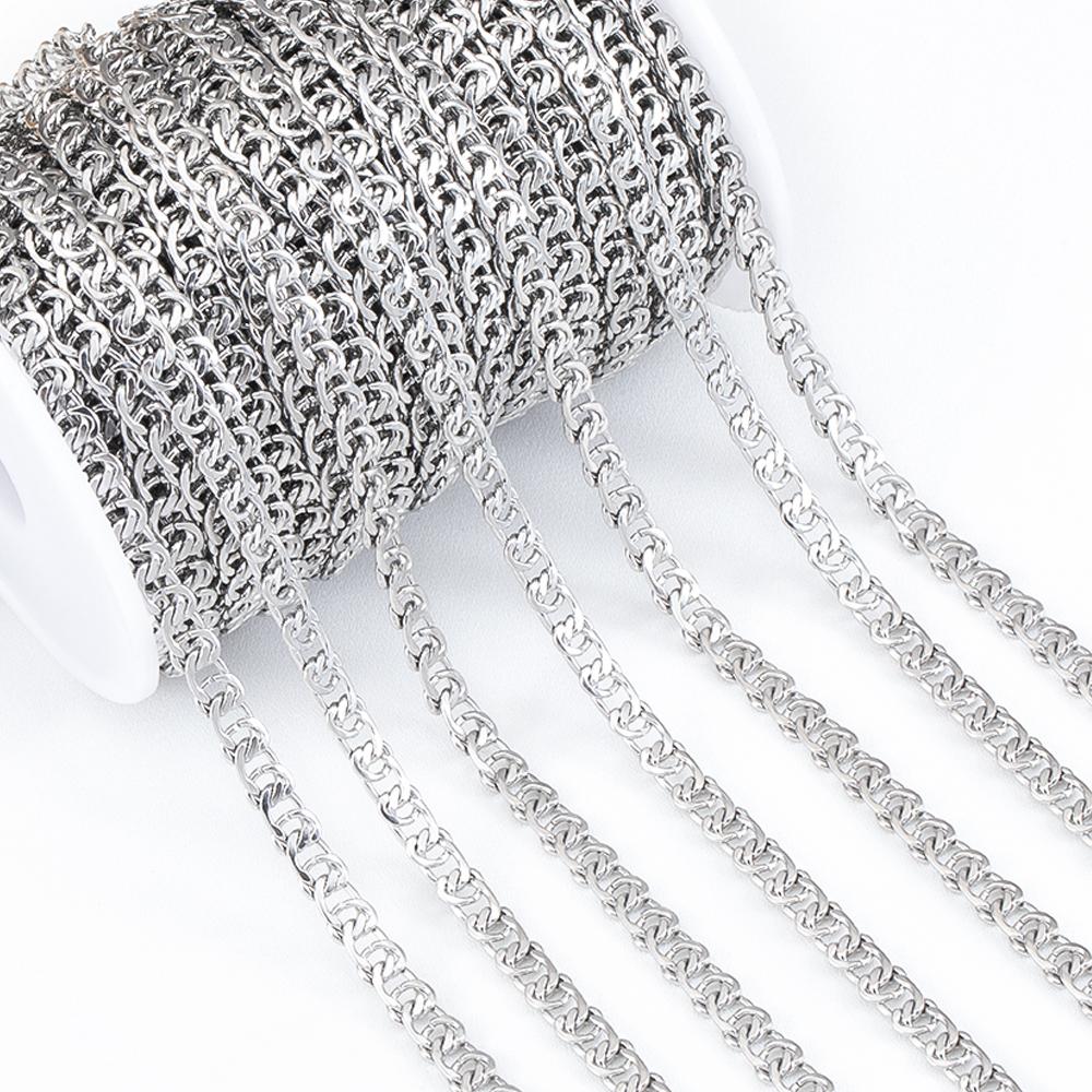 1Meter Stainless Steel Flat Round Chain 4.5x6mm Cross Circle Link Chains for DIY Necklace Bracelet Bag Chain Jewelry Findings 1 meter