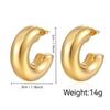 Stainless steel women's hollow earrings round gold-plated earrings 18K oval light luxury earrings