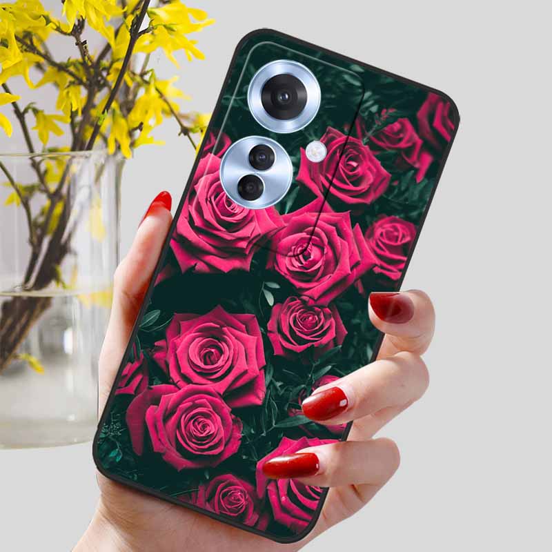 Phone Cover for OPPO Reno11 F 5G Case Black Silicone TPU Fashion Marble Print Shells for Oppo Reno 11F Protective Capa Soft Bags