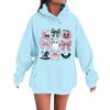 Women's Casual Fashion Comfortable Round Neck With Hood Long Sleeve Halloween Print Warm Sweatshirt