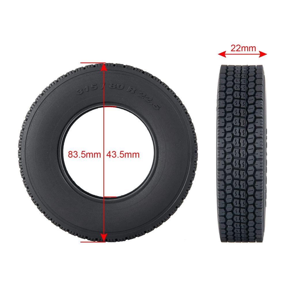TRZX RC Rubber Tires Wheels Tires for 1/14 Tamiya Tractor Truck Trailer Upgrade Parts (4pcs 22mm)
