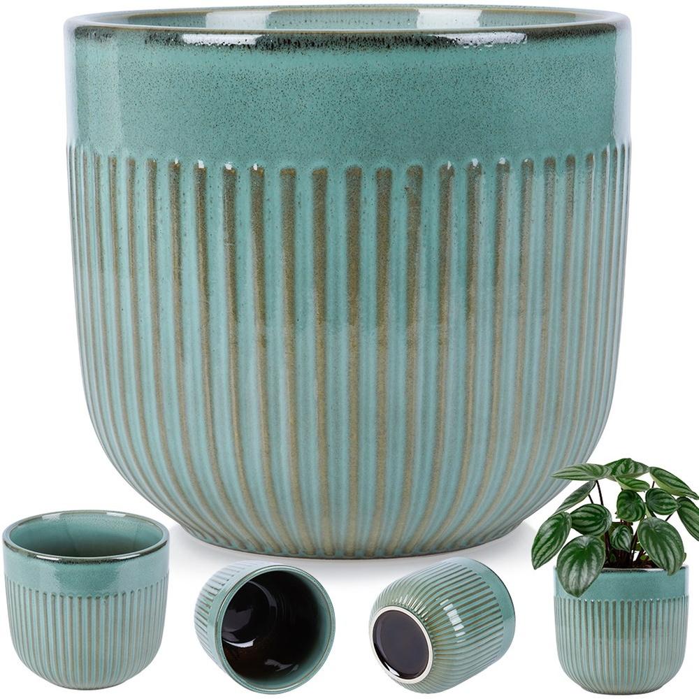 Green porcelain flowerpot 17 cm