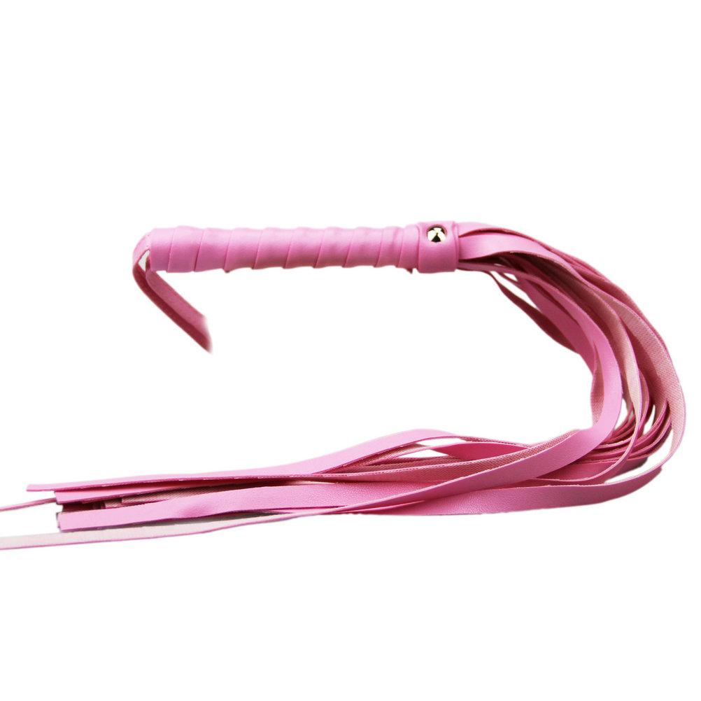 Pink 50cm Long Tails Whips Delicate Leather Paddle Spank For Couples Sex Toys Adult Games Spanking Slave For Couples