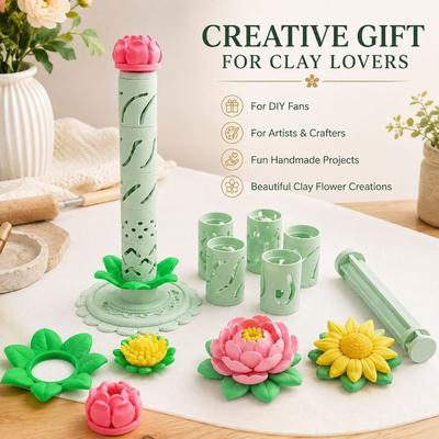 3D Printed Polymer Clay Flower Shaper Reusable DIY Clay Floral Mold Tool  Modeling Clay
