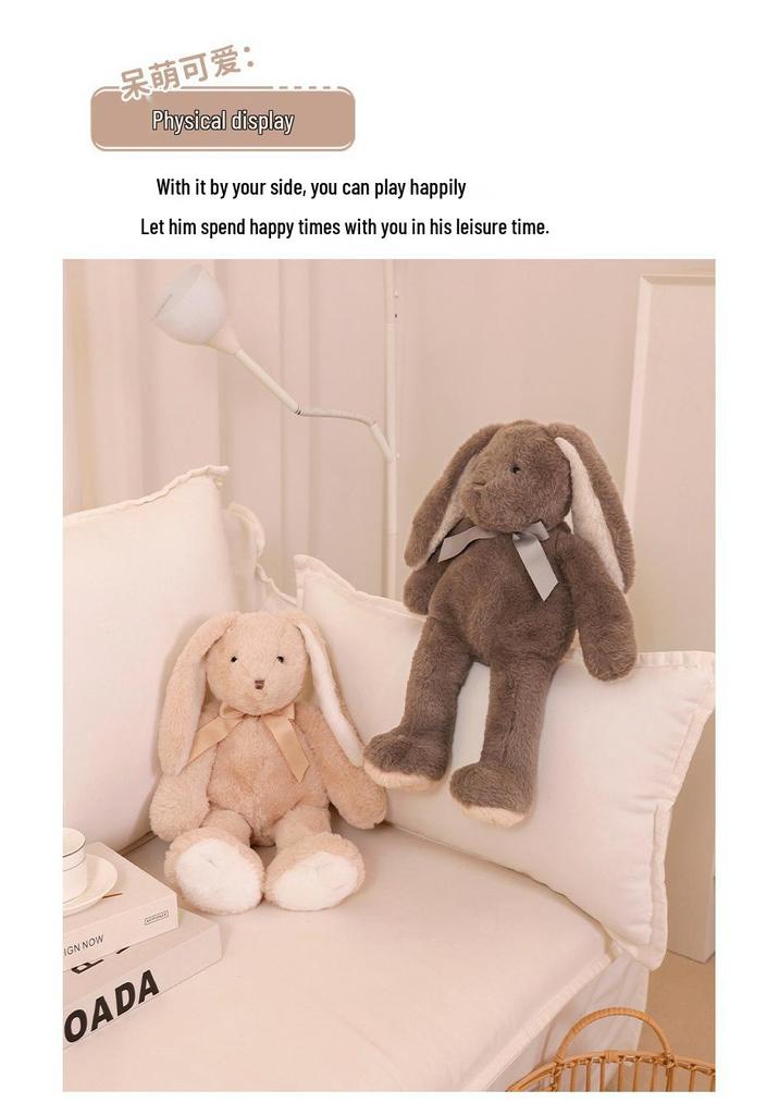 Cute Droopy Ear Bunny Plush Toy - Bow Tie Comfort Doll & Sleeping Pillow Gift for Girls