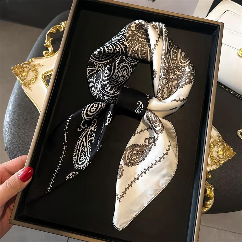 Fashion Paisley Print Silk Hairbands Scarf Women  New Elagant Bandana Neck Kerchief Head Bands Foulard Female Scarfs