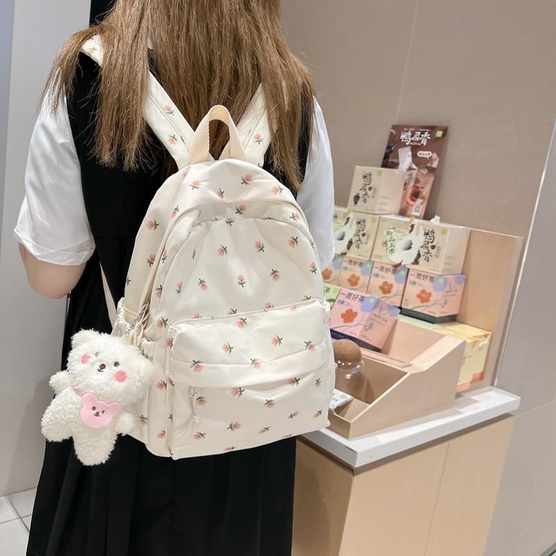 Pattern Simple Flower Student Leisure Backpacks For School And Daily Use