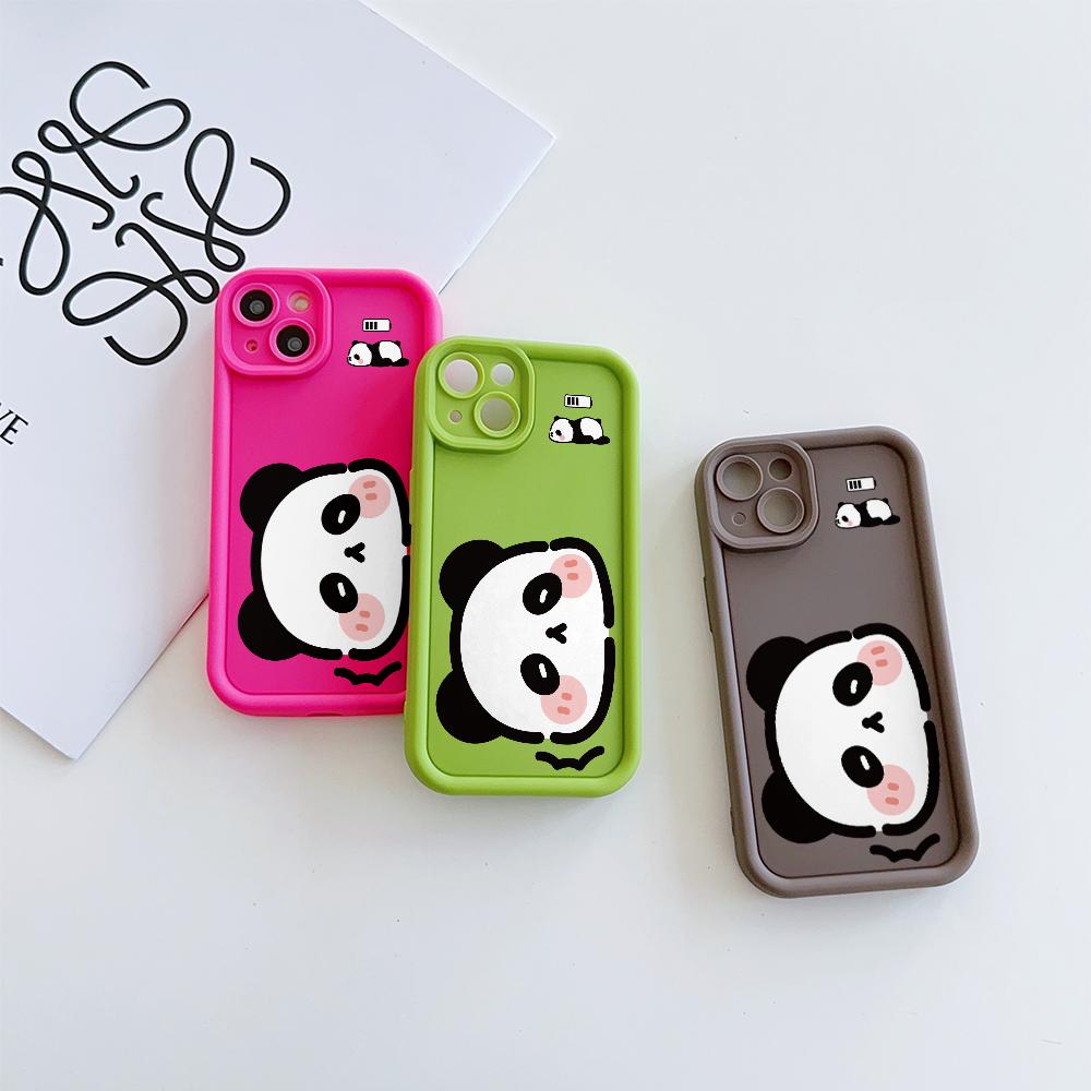 Cute Panda Pattern Soft TPU Phone Case for iPhone 17 Air 16 15 14 Pro Max Plus 13 12 Mini 8 7 X Xs Back Cover