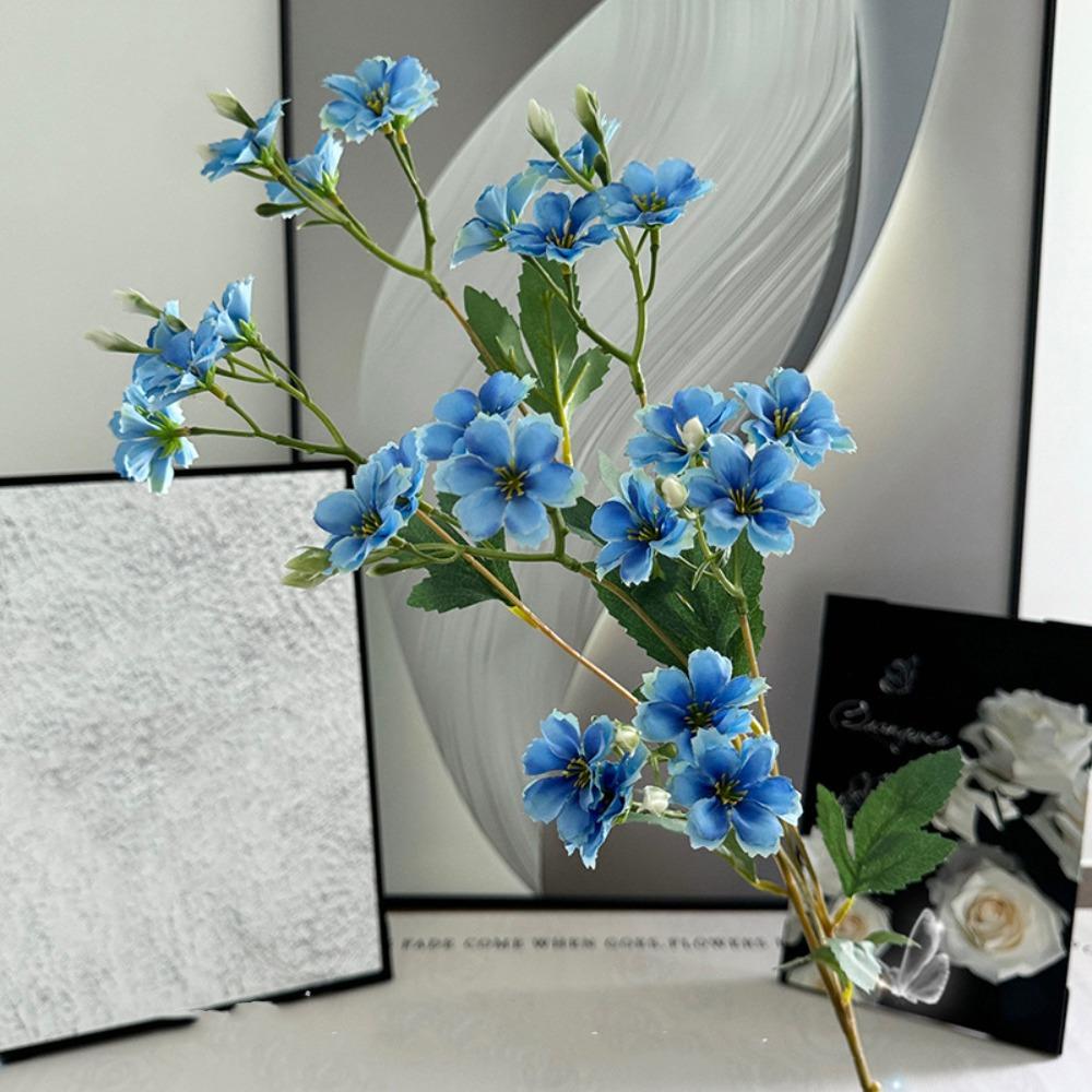

86cm Silk Flower Branch Luxury Fake Flower Artificial Ceratostigma Branch Outdoor Garden Decor синий