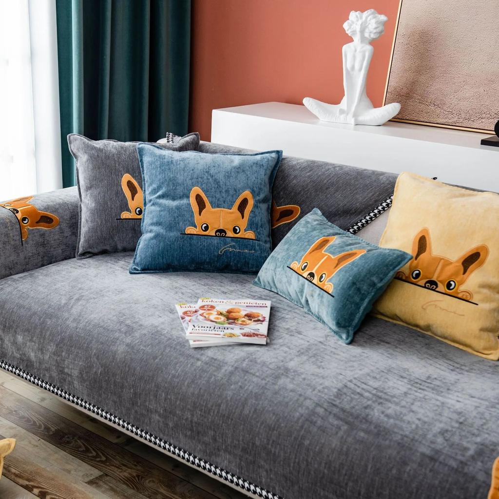 Thicken Chenille Sofa Towel Non-slip 1/2/3/4 Seater Couch Cushion Anti Cat Scratch Cute Dogs Sofa Covers for Living Dinning Room