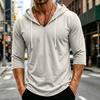 Men's Loose Fit Casual Hoodie Lightweight Pullover with 3/4 Sleeve Drawstring Hooded Shirt for Everyday Wear