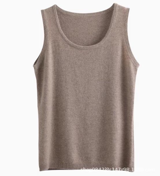 Women's Slim Fit Cashmere Spaghetti Strap Vest: Round Neck Sleeveless Knit Sweater for Autumn/Winter