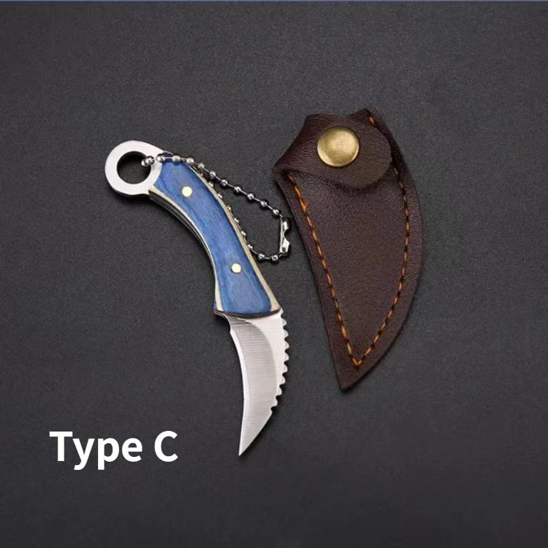 Mini Ring Colorful Wood Small Straight Knife Small Claw Pocket Keychain Open Box Package Small Gift Artifact