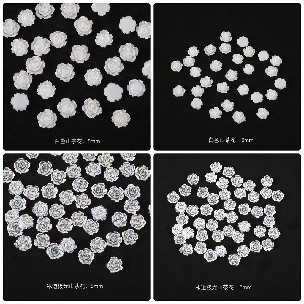 30 Aurora Camellia Nail Art Jewelry Symphony Resin Internet Celebrity Transparent Rose Three-Dimensional Accessories Nails