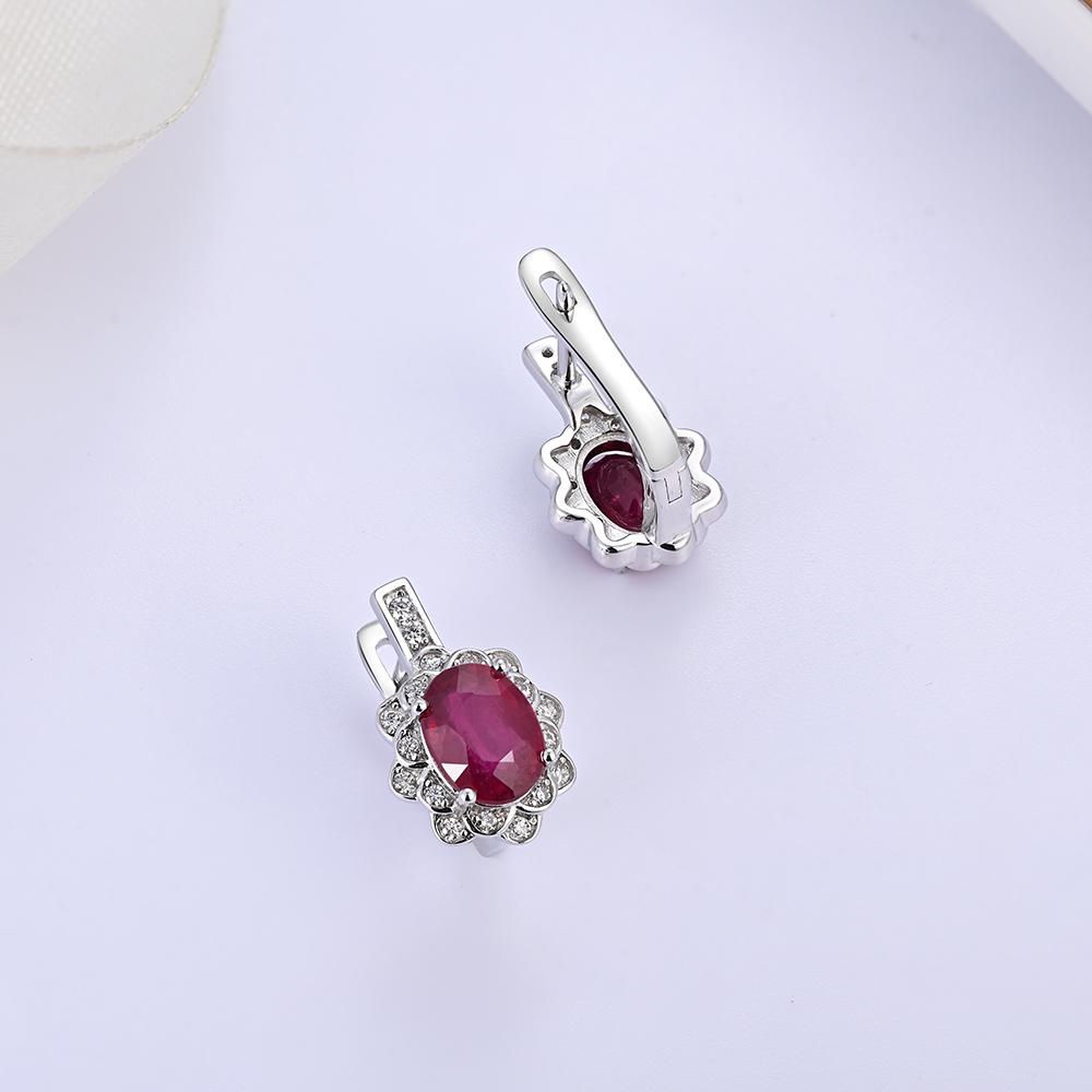 Natural Filled Ruby Jewelry Set July Birthstone 925 Silver Ring Earrings Necklace for Women Wedding Banquet Gifts Rare Precious