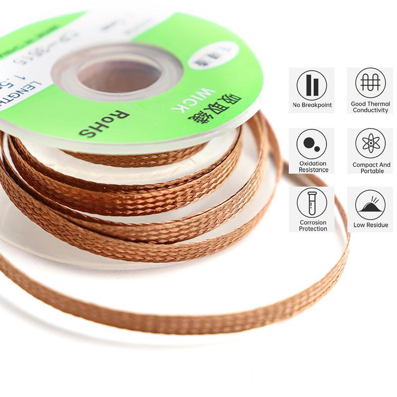 1PCS Breite 1.0/1.5/2.0/2.5/3/3,5mm 1,5M Ablötgeflecht Solder entferner Docht Draht Reparatur Werkzeug