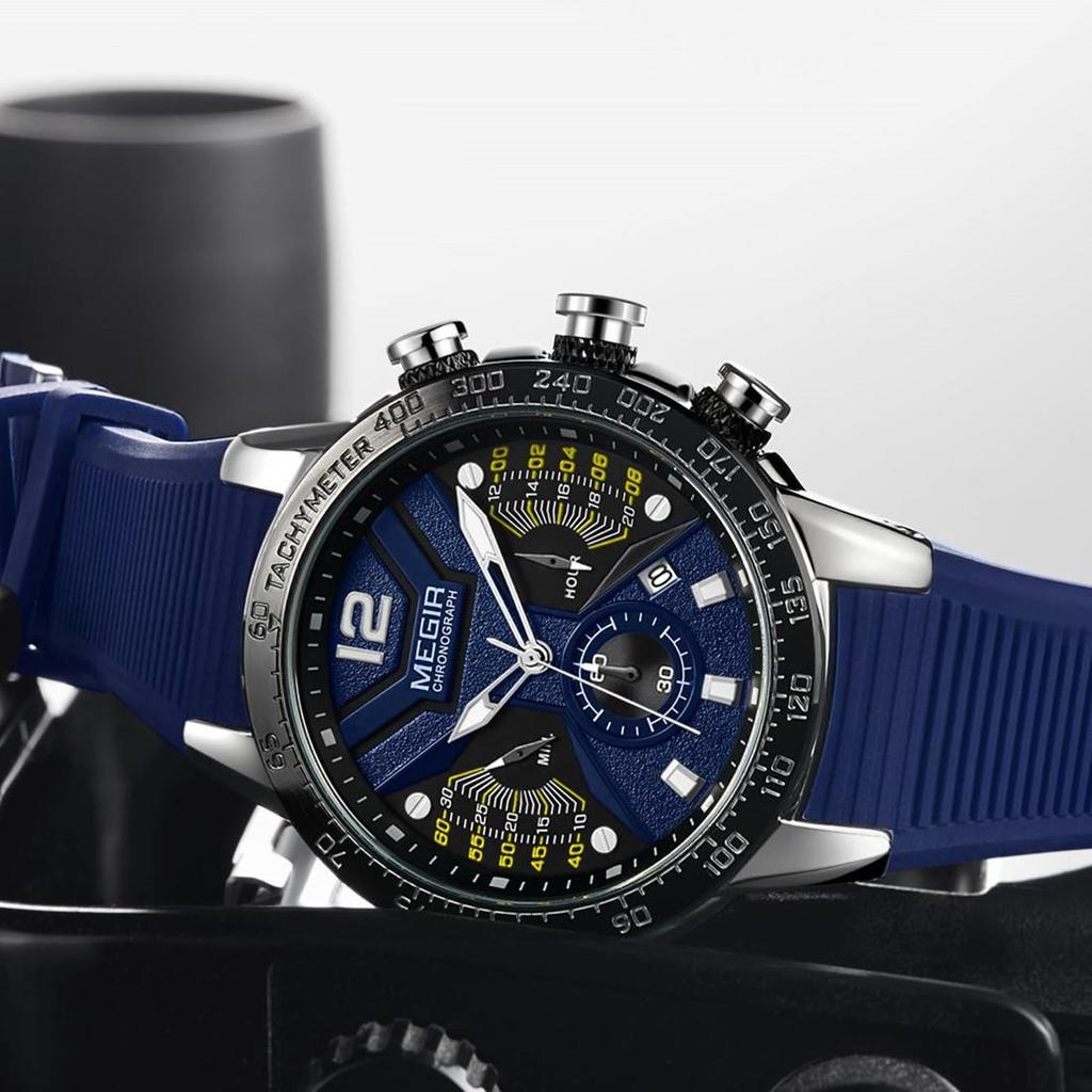Mens Watches Top Brand Luxury MEGIR Sports Watch for Men Chronograph Waterproof Wristwatches Hour Reloj Hombre Horloges Manmen