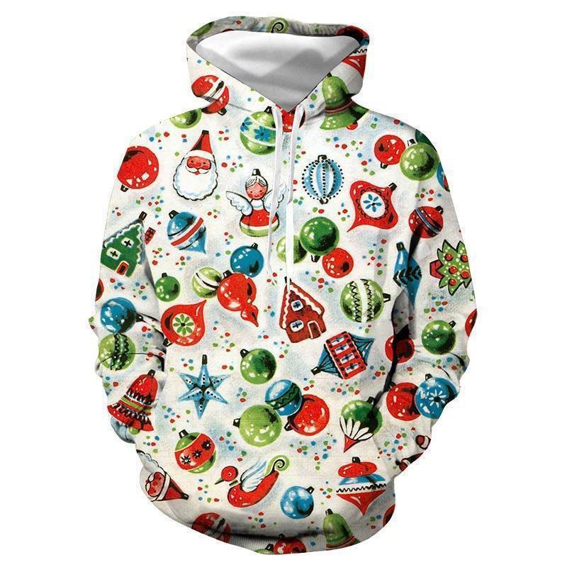 Christmas Halloween Cat Selfie 3D Print Hoodie Couples Casual Loose Fit