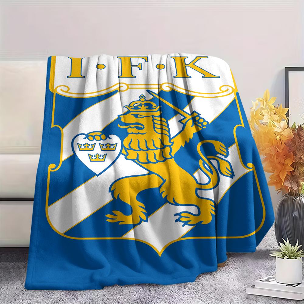 1PC IFK Göteborg Print Flannel Blanket, High quality Comfortable for All Seasons, Home Decor, Warmth and Comfort, Perfect for Christmas Gifts
