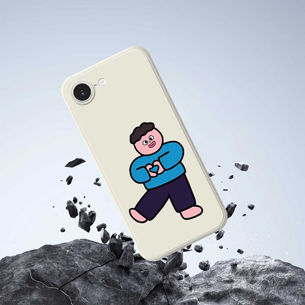 For iPhone 16e Case Love Boy Pattern Printing Straight Edge TPU Phone Back Cover