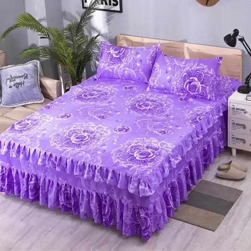 1Pcs Bed Sheet Lace Skirt Elastic Fitted Double Bedspread With Pillowcases Mattress Cover Bedding Set Elastic King Size Bedsheet