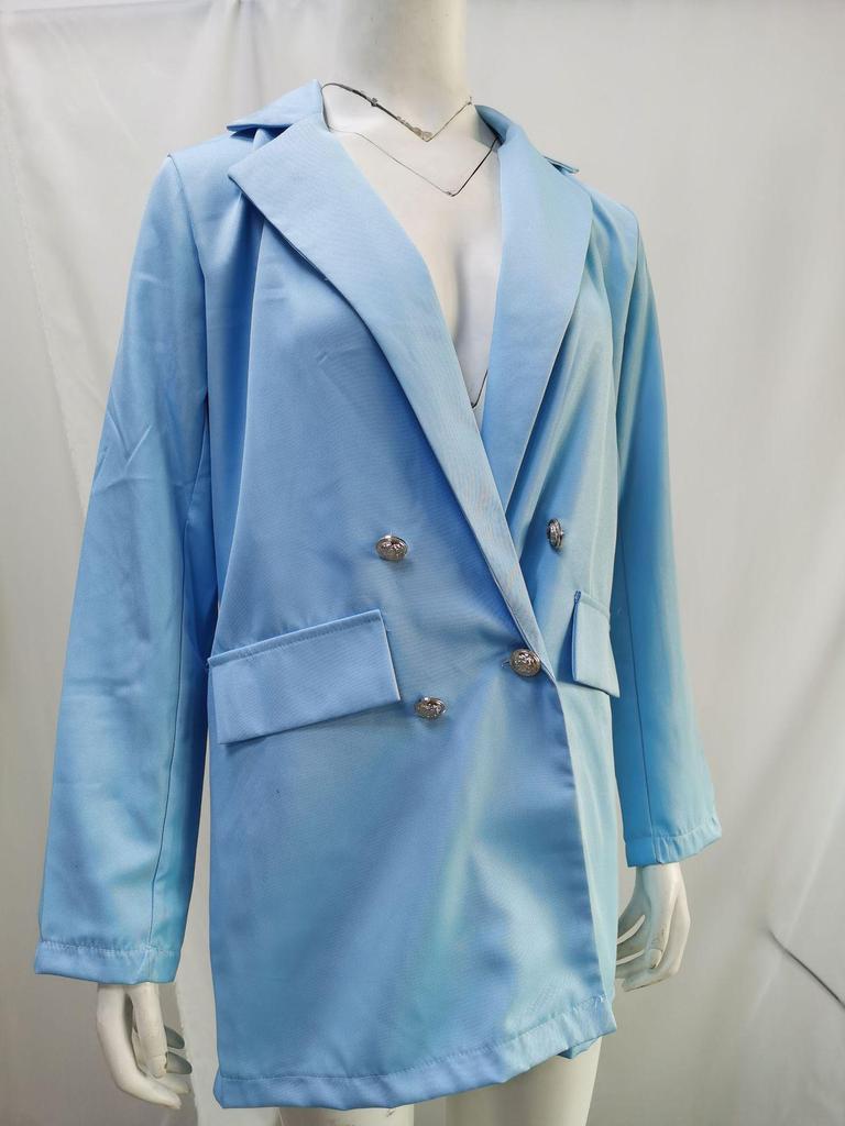 European & American Fashion Lapel Cardigan Mid-length Temperament Suit Jacket for Women