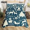 Christmas Duvet Cover Cartoon Snowman Deer Reindeer Bedding Set Twin Size Microfiber Cute Gingerbread Stocking Comforter Cover