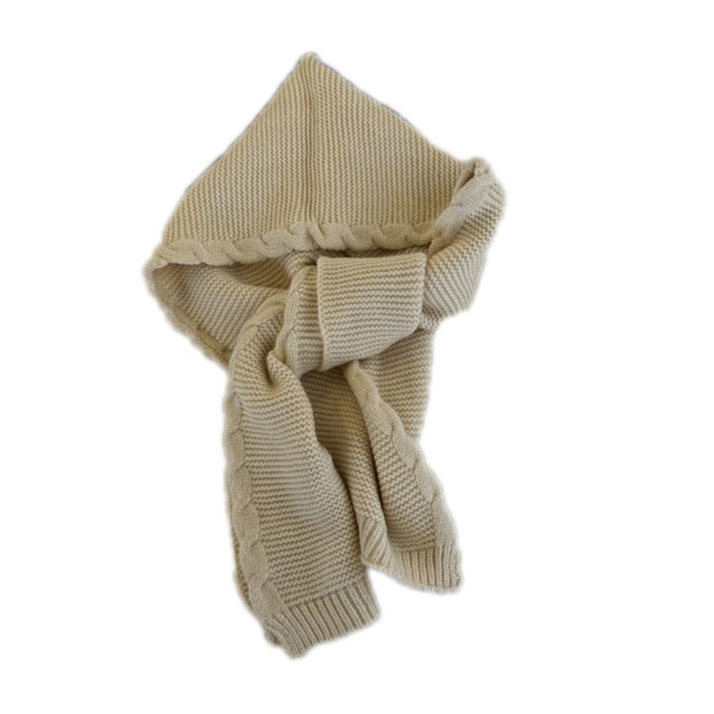 Solid Color Retro Children's Hats Knitted Knitted Hat Hoodie Baby Shawl Scarf Children's Wear