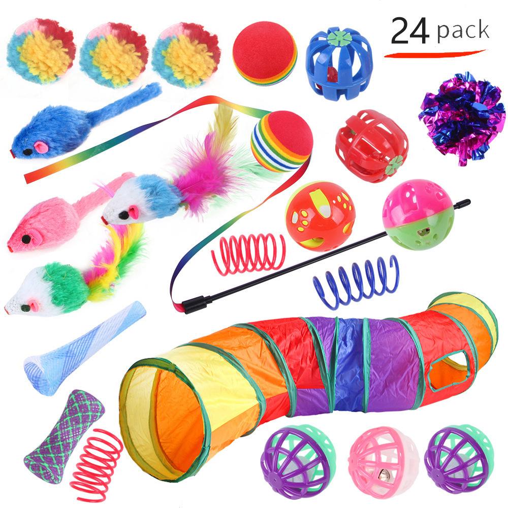 Pet Cat Toy Set 21 Pieces Cat Channel Teaser Cat Stick Plush Mouse Combination Toy