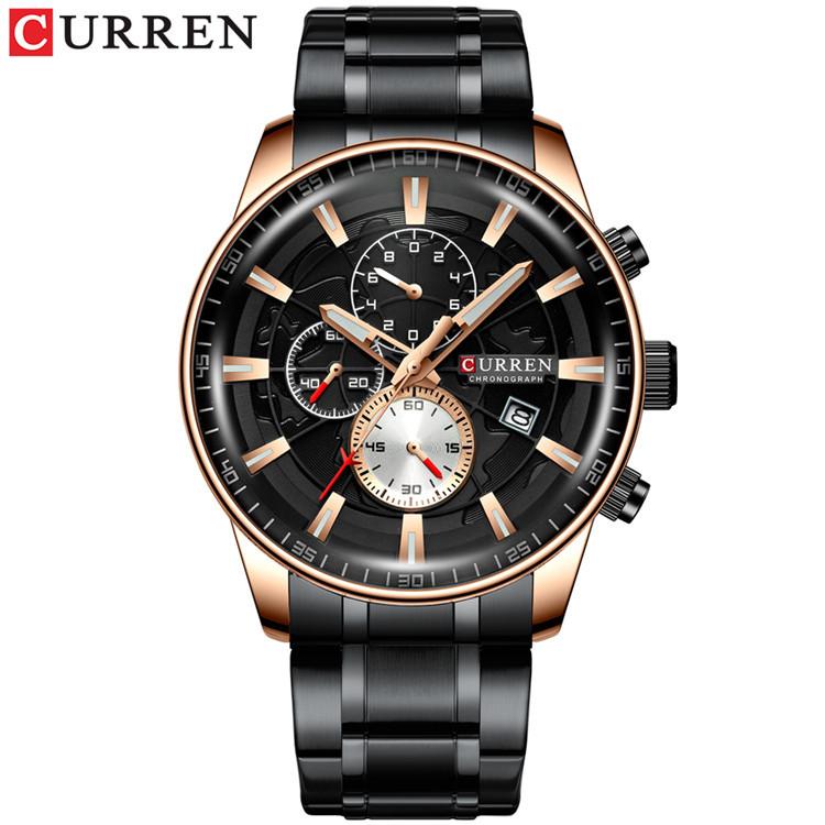 CURREN Men's Calendar Watch with Steel Business Waterproof Quartz Watch