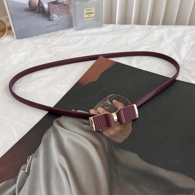 

Waist Elegant Womens Belt Minimalist Chic Design With Metal Spring Chain For Dresses Red Brown,70cm
