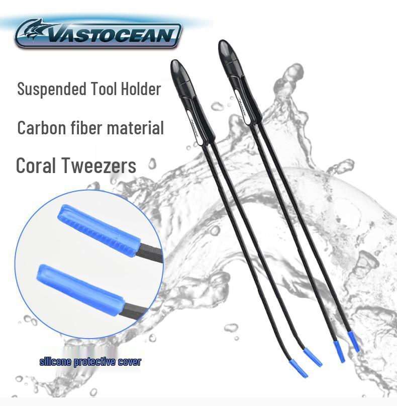 VASTOCEAN Coral Tweezers: High Carbon Fiber Floating Clamp for Aquarium – Straight & Bent Options