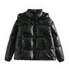 Women's 2023 Silver Satin Hooded Jacket - European & American Autumn/Winter Style