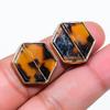 Natural Montana Agate Gemstone Brass Jewelry Earring 0.79" RE-14
