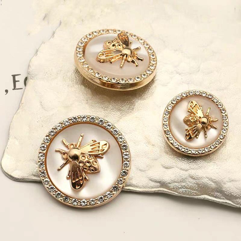 6Pcs Bee Metal Flower Buttons For Women Dress Coat Suit Cardigan Sewing Button