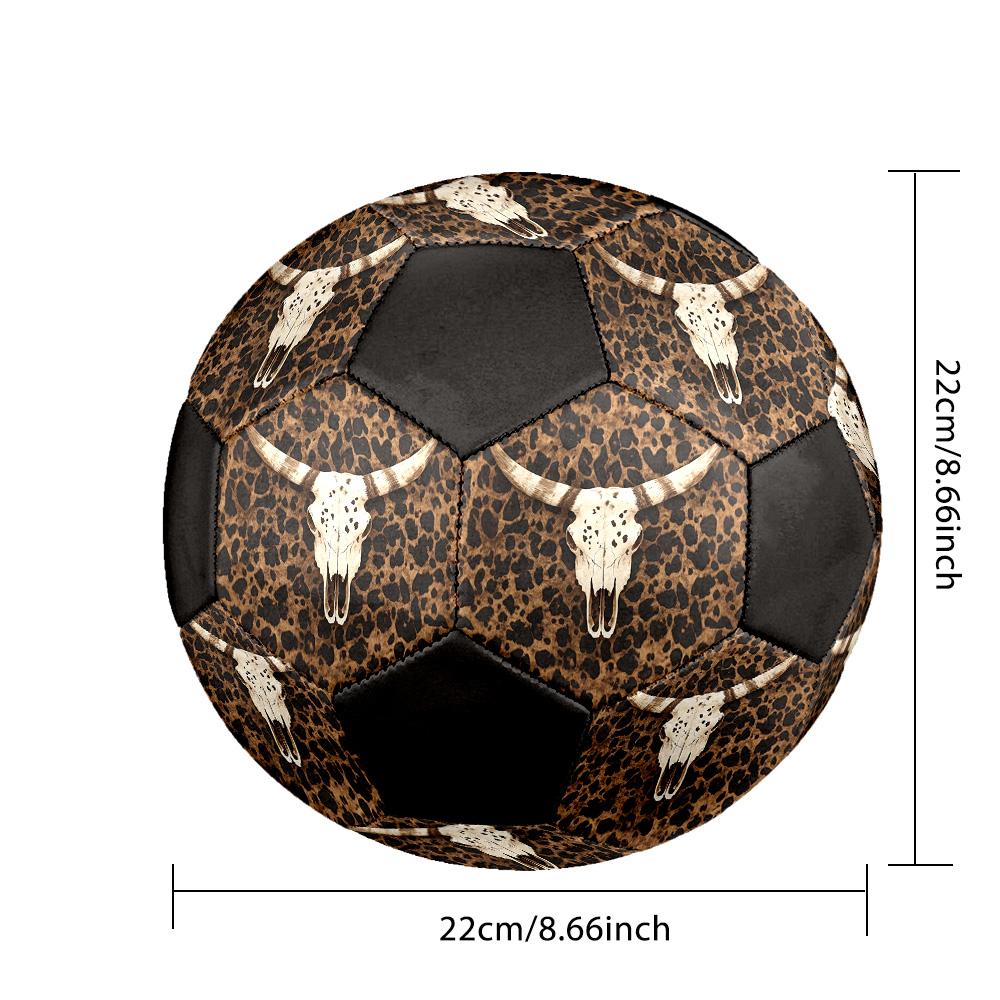 Western Cow Skull Indoor Soccer Ball Colorful All Ages Size 5 Machine Stitched PVC Competition Ready Durable High-Bounce
