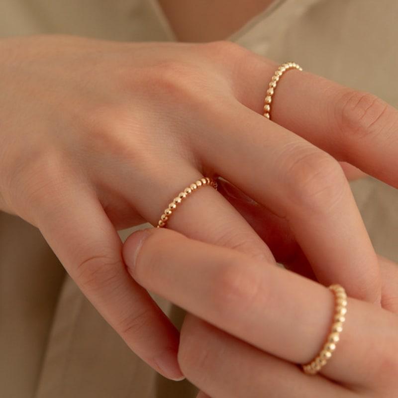 LUNNE 14k 2mm Bubble Ball Line Ring (14k Gold) #LFR08