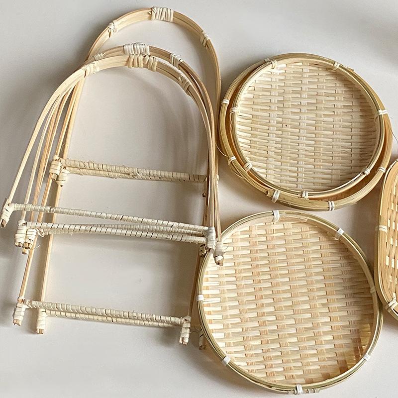 Multi-Function Bamboo Woven Basket 1/2/3 Layers Fruit Vegetable Storage Basket Durable Handwoven Standing Tray For Kitchen